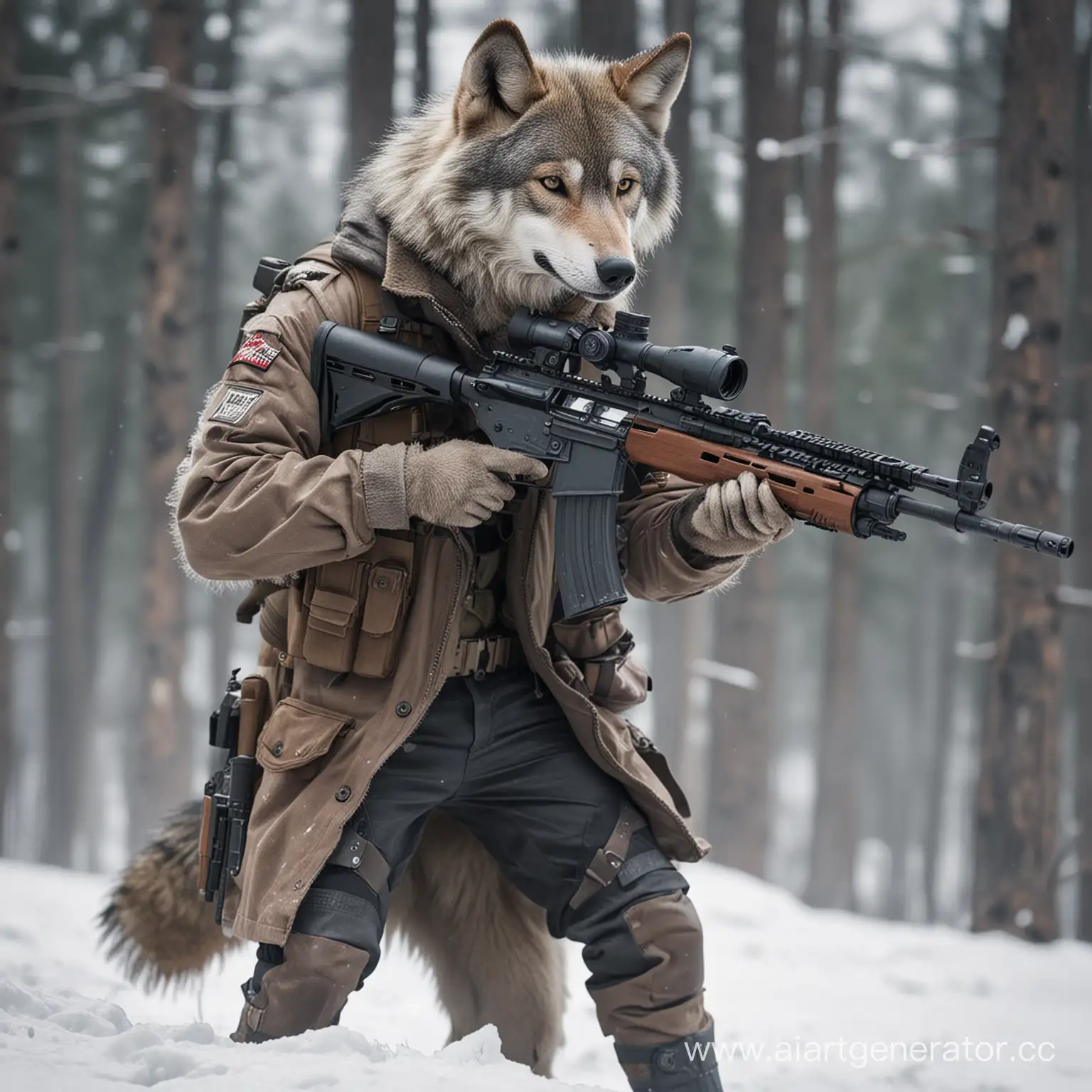 Волк со снайперской винтовкой