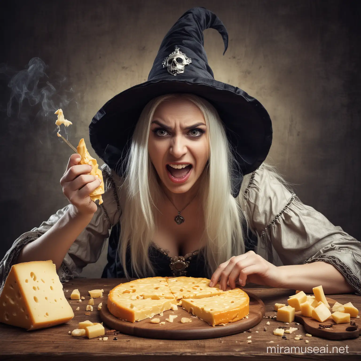 Mad sorceress in fear of cheese