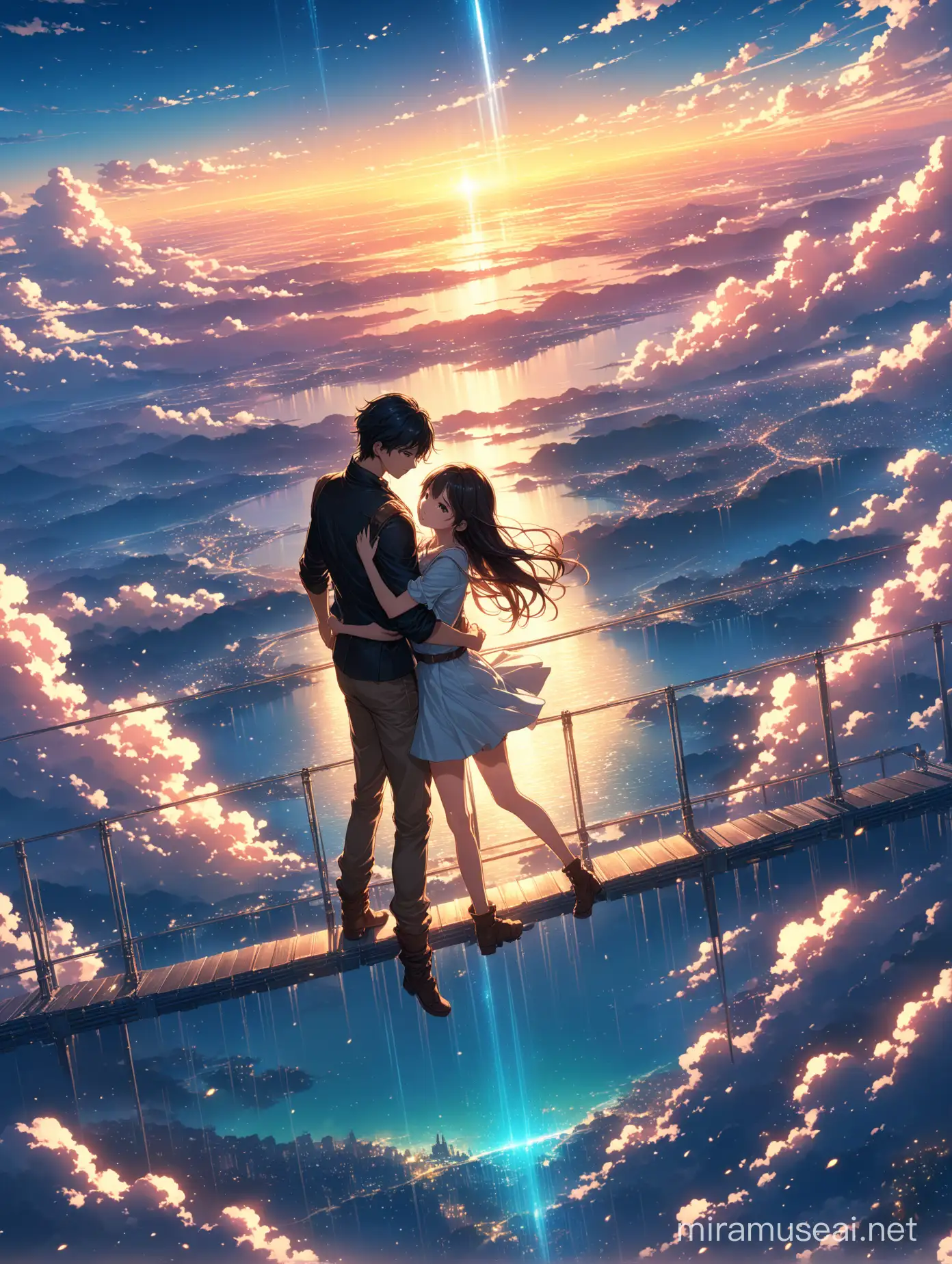 Shoujo Anime Romance Ethereal Sky Dive Embrace