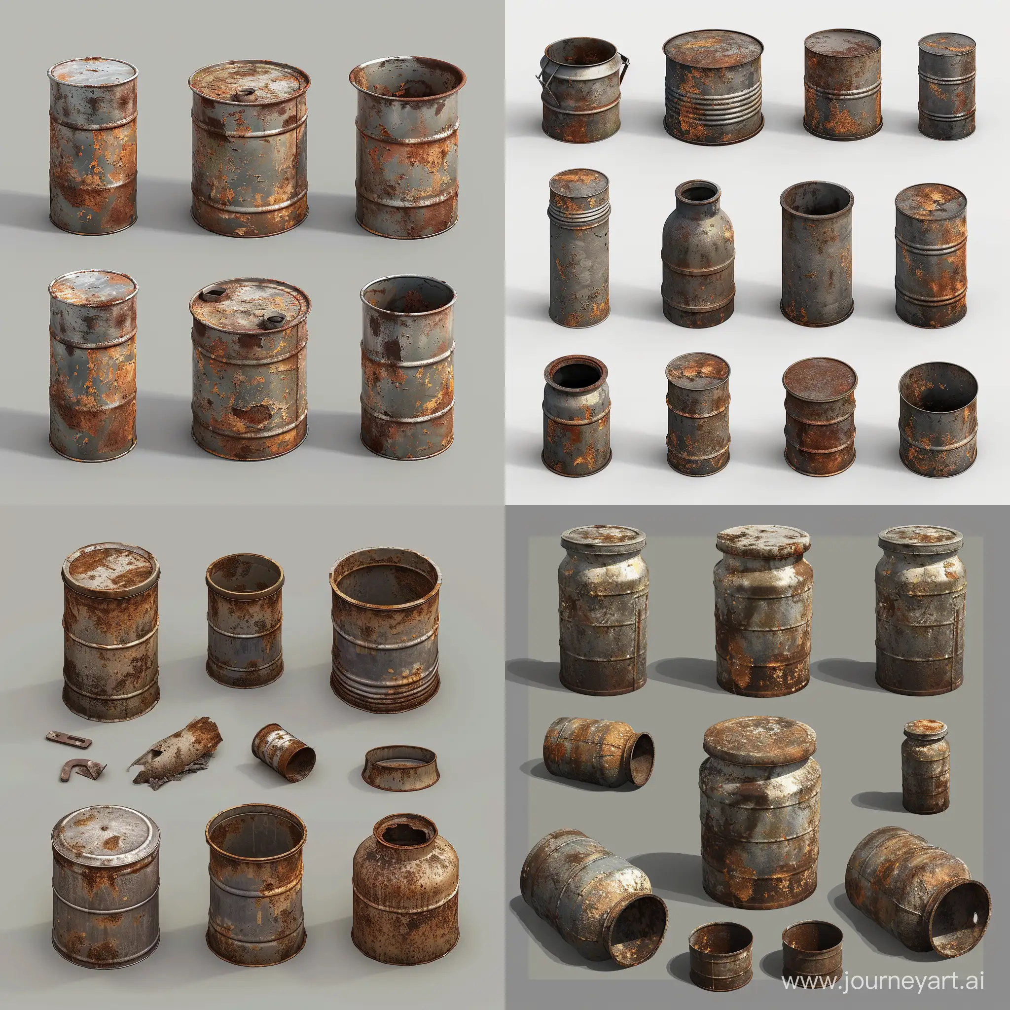 Isometric-Rusty-Metal-Trash-Jar-Set-in-Stalker-Style