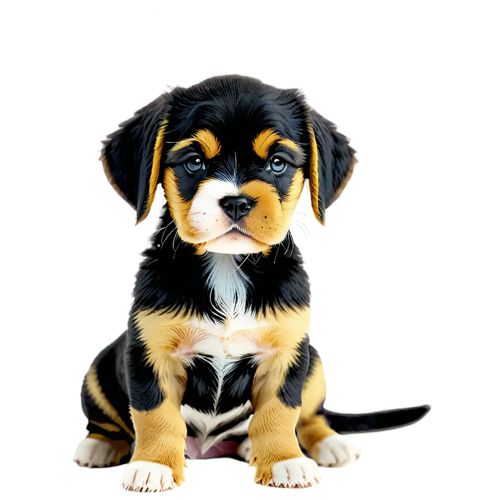 Black and yellow shi tzu x beagle puppy with 300 px/in size