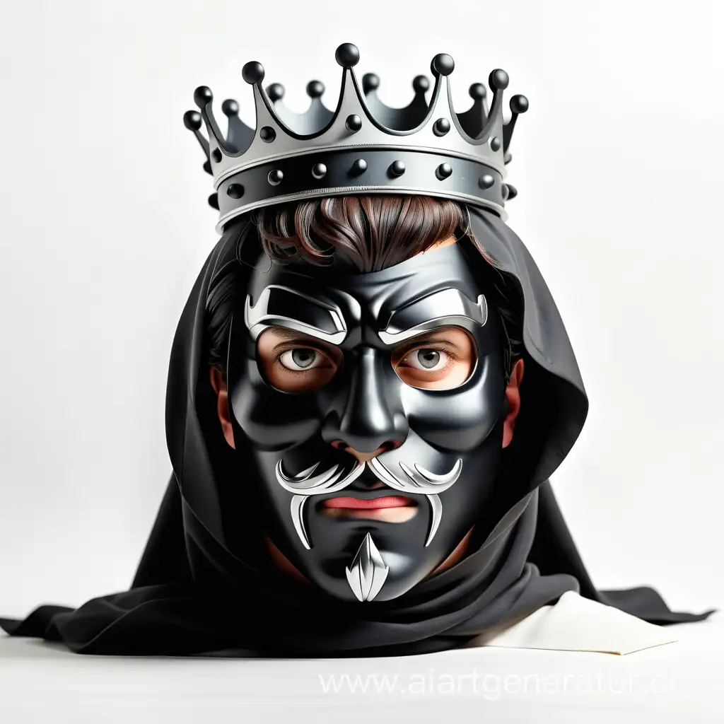 The king in a black mask on a white background