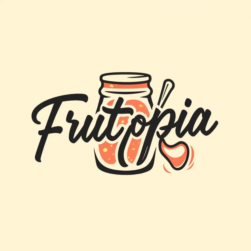a logo design,with the text "Frutopia", main symbol:A jam,Moderate,clear background