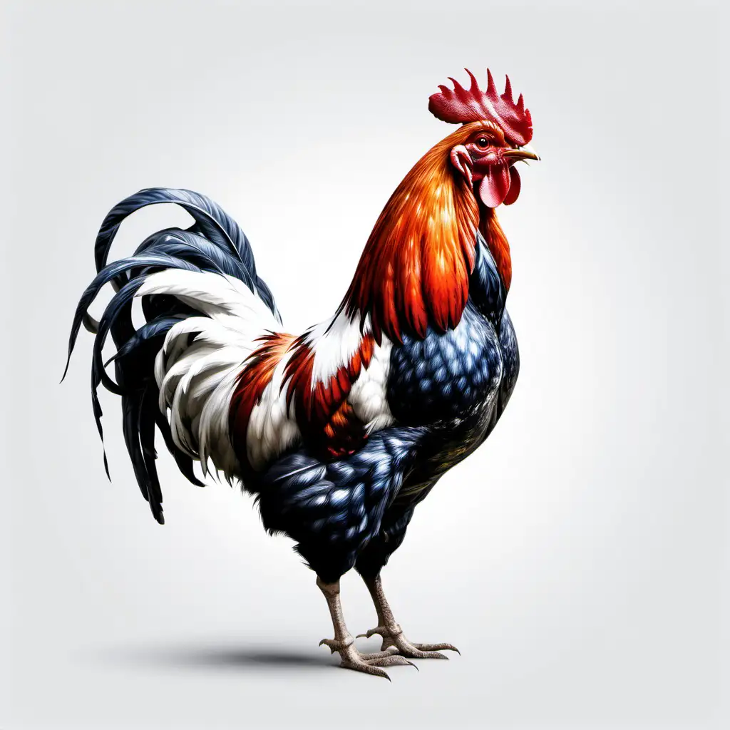 Vibrant Realistic Rooster Illustration on a Clean White Background