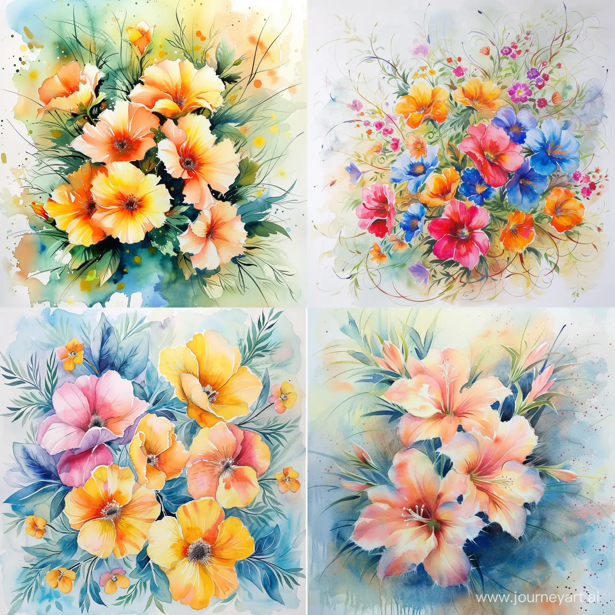 Beautiful floral painting watercolor