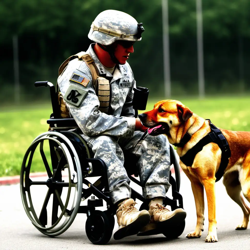 Veteran Soldier in Wheelchair Bonds with Faithful Canine Companion