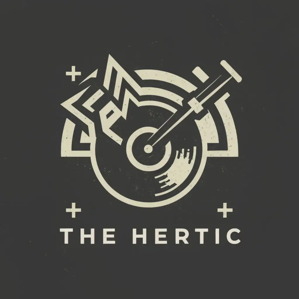 LOGO-Design-for-The-Heretic-Dark-Grey-and-Turntable-Symbol-with-Minimalistic-Aesthetic-for-Entertainment-Industry