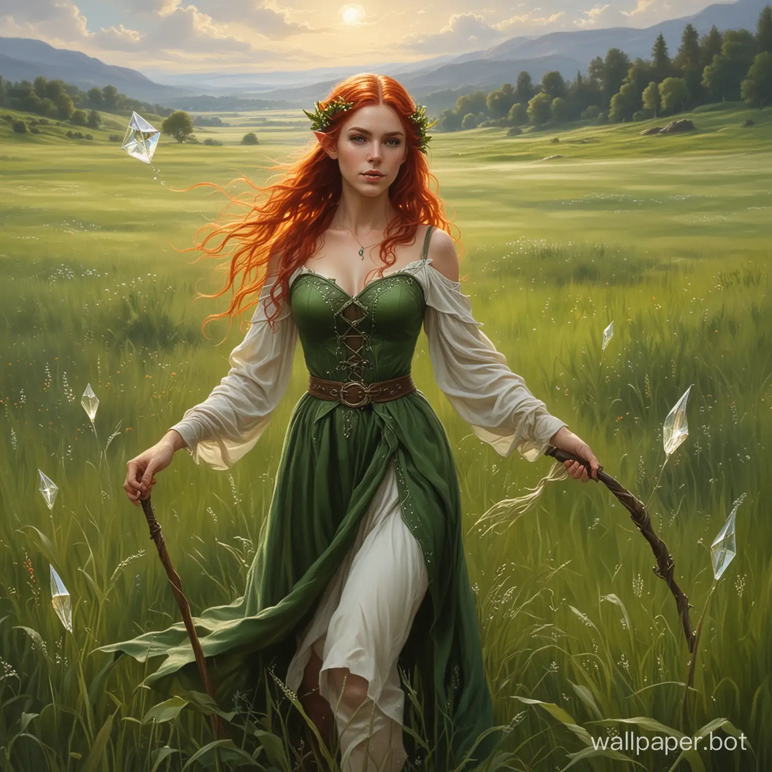Enchanting-Elf-Woman-with-Crystal-Staff-in-Grassy-Meadow