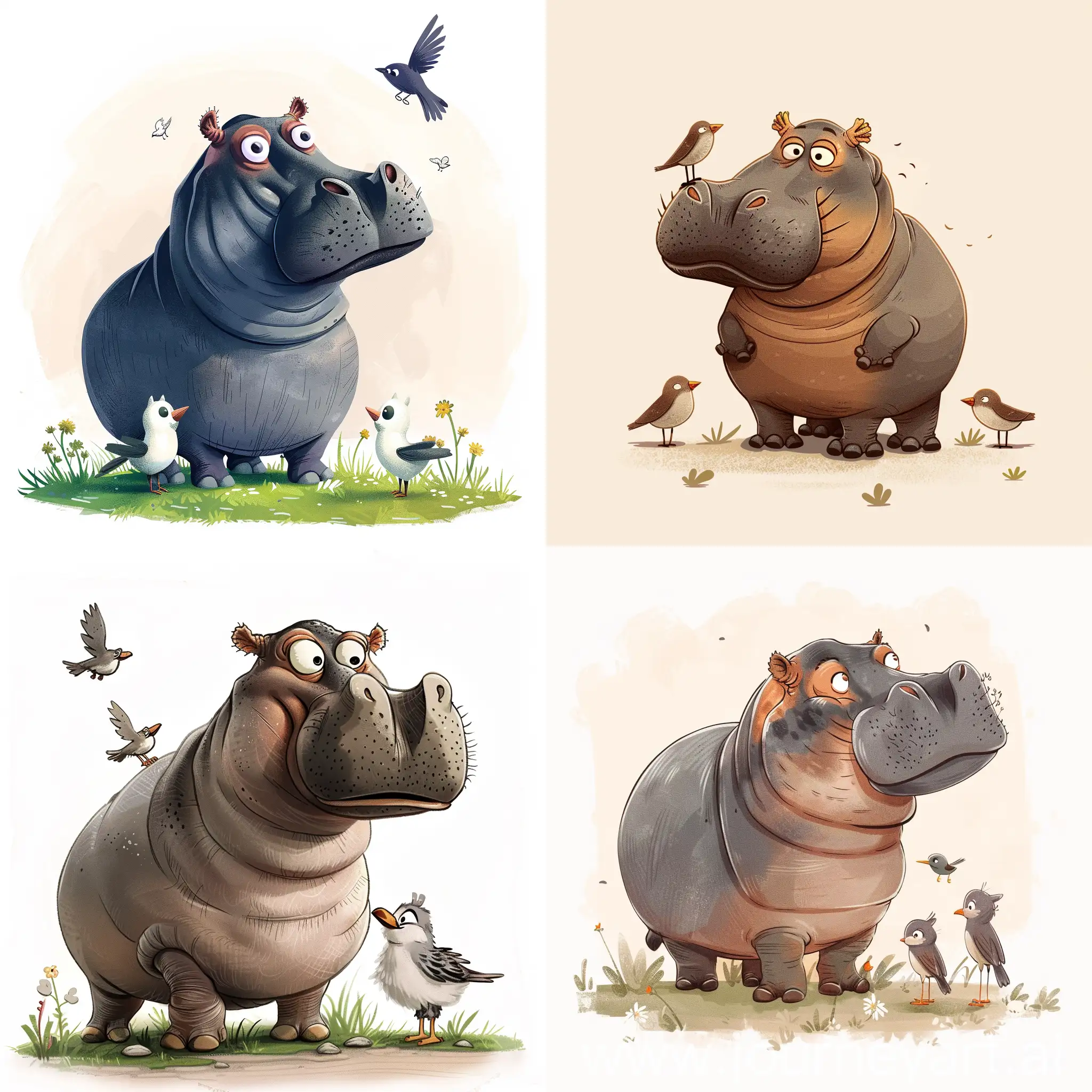 Cheerful-Hippopotamus-Avatar-with-Playful-Birds