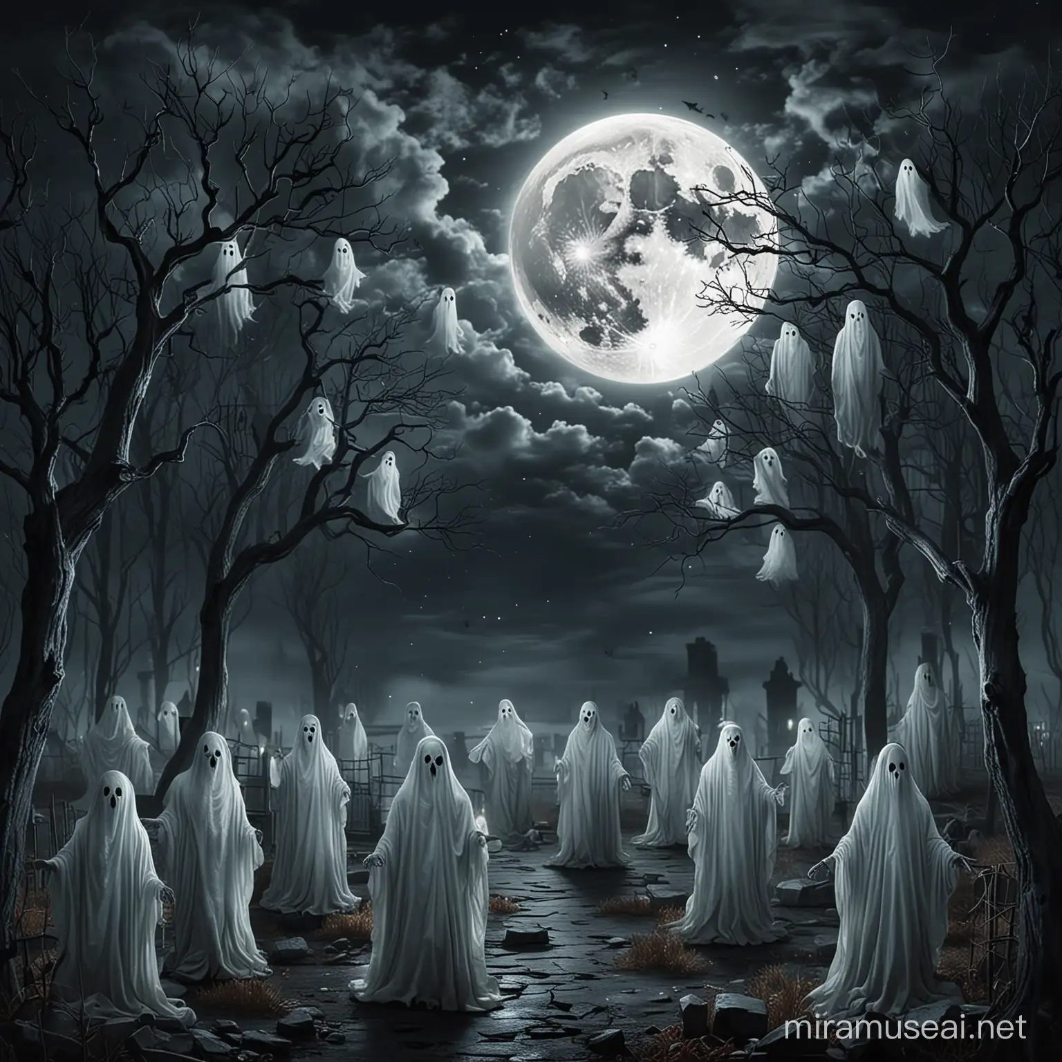 A full moon night and an atmosphere of ghosts for the design