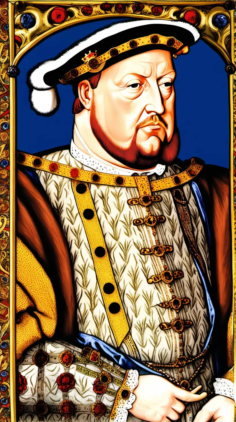 Royal Portrait Majestic King Henry VIII in Regal Attire
