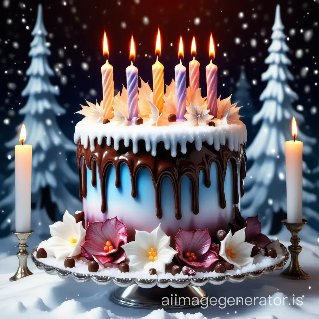 Snowy-Fairy-Tale-Cake-with-Candles-High-Detail-Digital-Painting-Food-Art