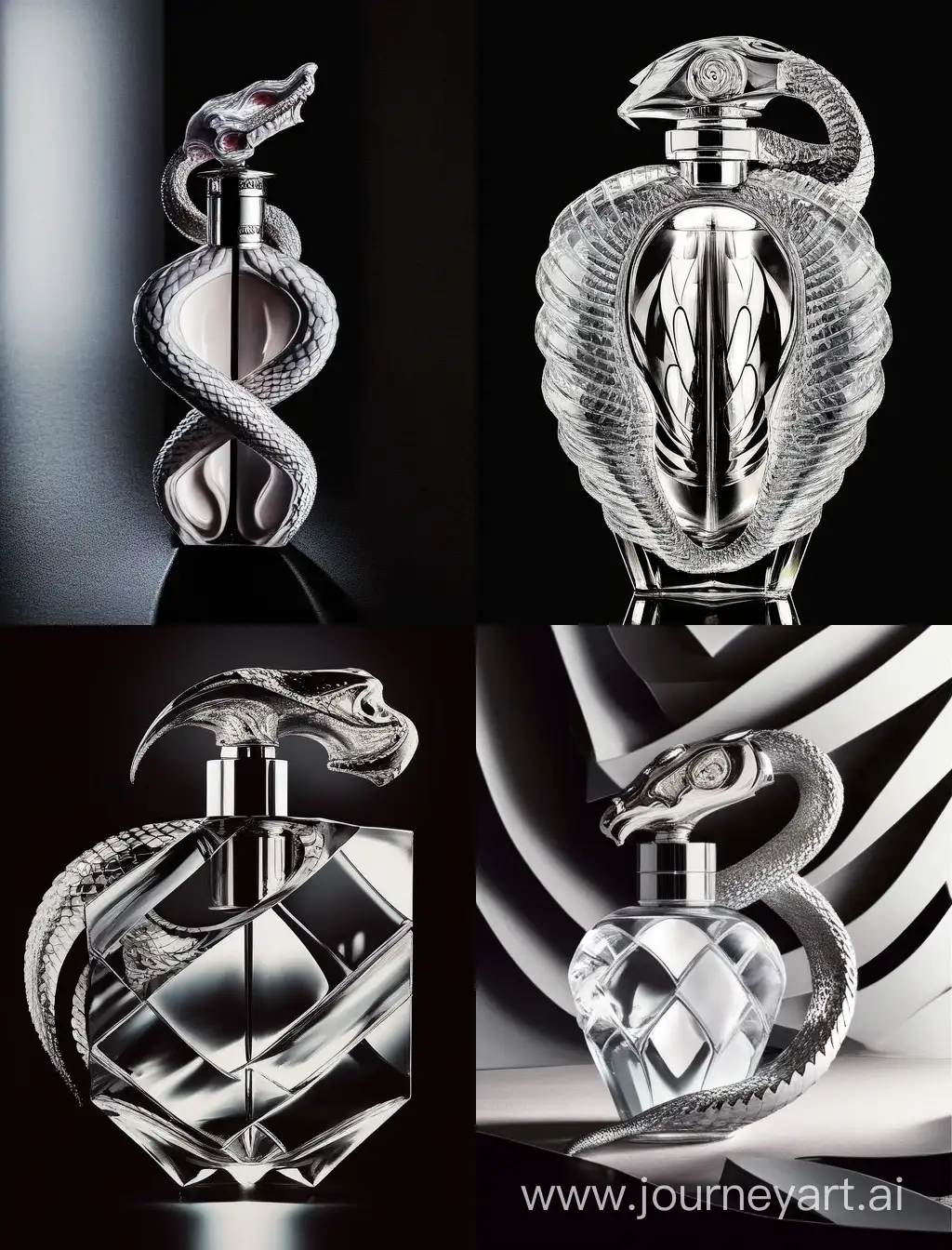 Silver-mirrored perfume. It has a shape of a snake. It’s provocative, sexy, mischievous, stunning and gorgeous. The perfume is empowering and looks expensive