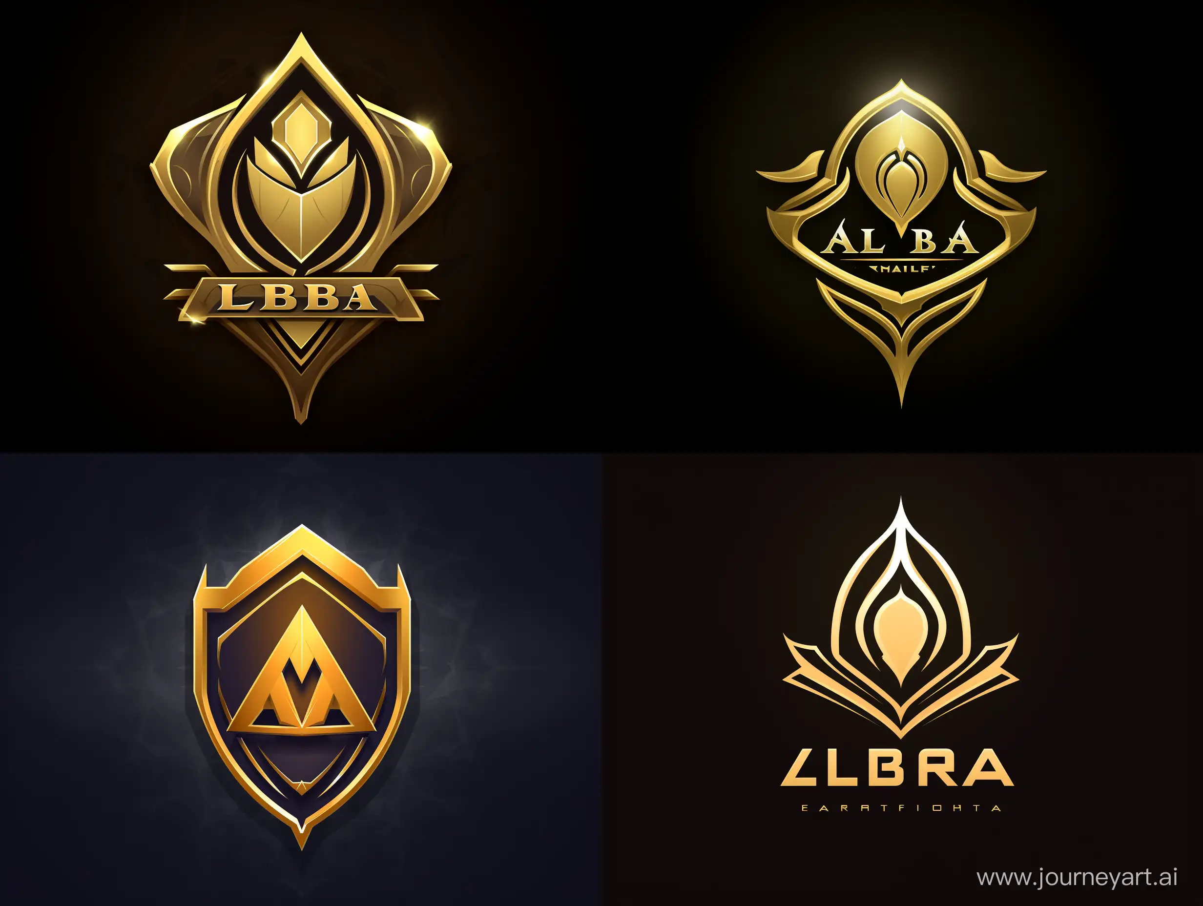 Design a logo for the eSport team 'Alba Esport' with a touch of Islamic aesthetics, keeping it simple and modern. Emphasize the use of the word 'Alba' as the primary element. Consider incorporating subtle Islamic elements without excessive detail, maintaining a minimalist and memorable impression. Utilize a color palette that aligns with the theme, perhaps with gentle touches of gold or green. Ensure the design creates a strong identity for the Alba Esport team, reflecting their competitive spirit and commitment to Islamic values