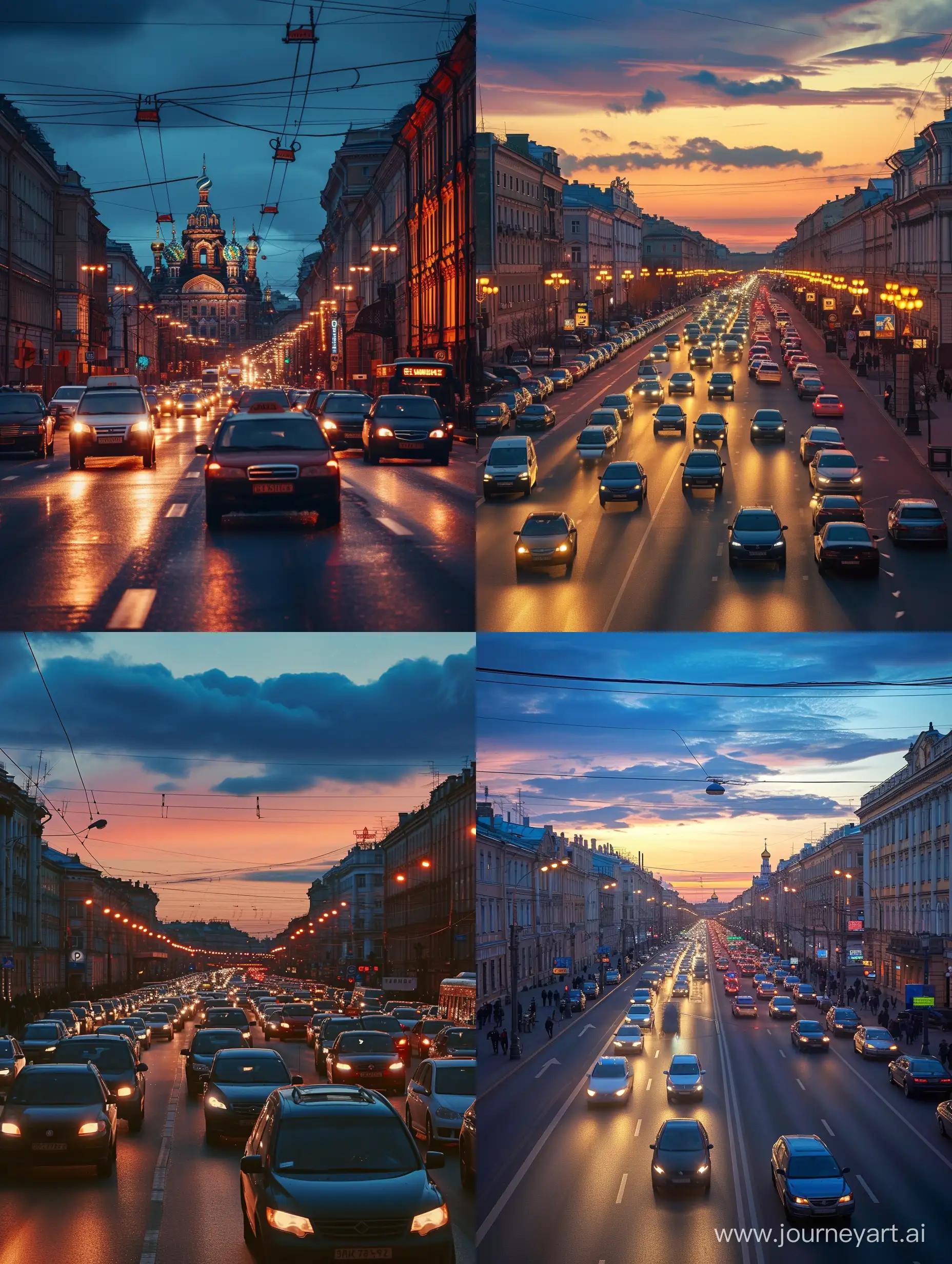 Санкт-Петербург вечером в час пик
