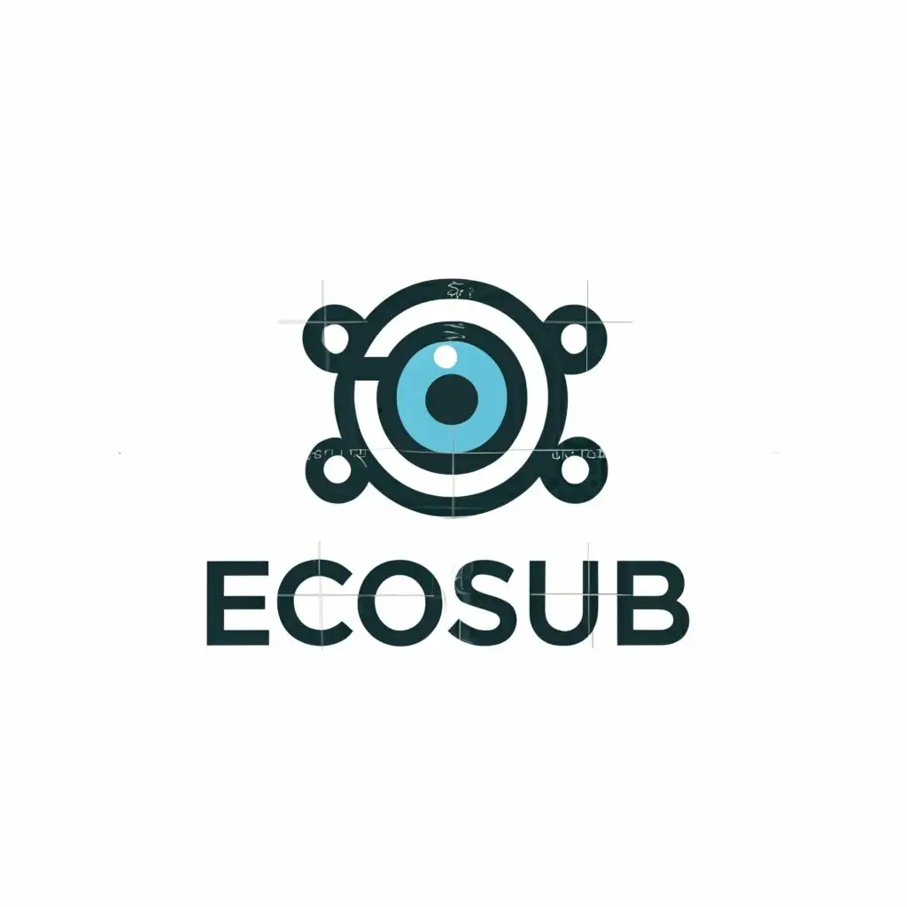 a logo design,with the text "EcoSub", main symbol:Underwater Drone,Minimalistic,clear background