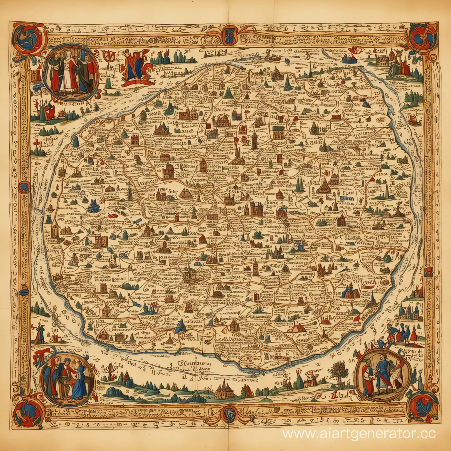 Medieval-Map-Illustrating-the-Landscape-of-the-Country