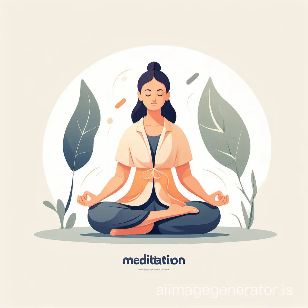 Cartoon-Meditation-Minimalist-Flat-Illustration-on-White-Background