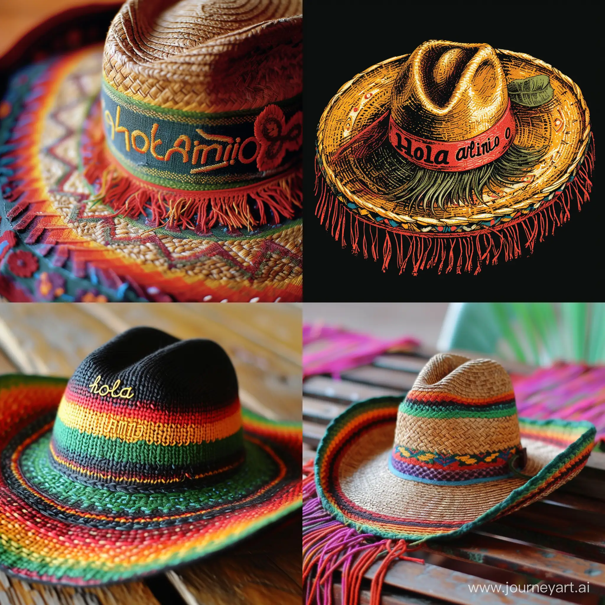 мексиканская шляпа, а на ней надпись hola amigo