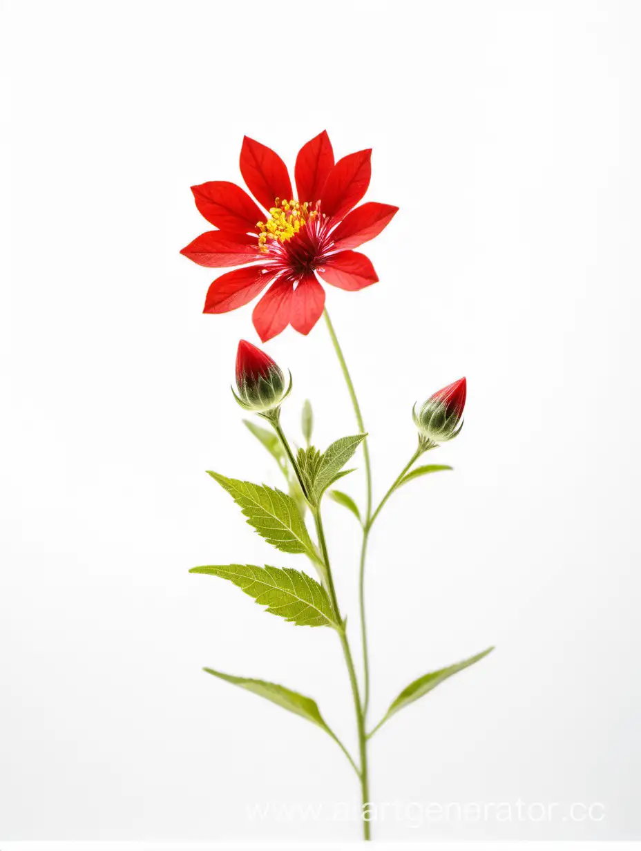 red wild flower on white background