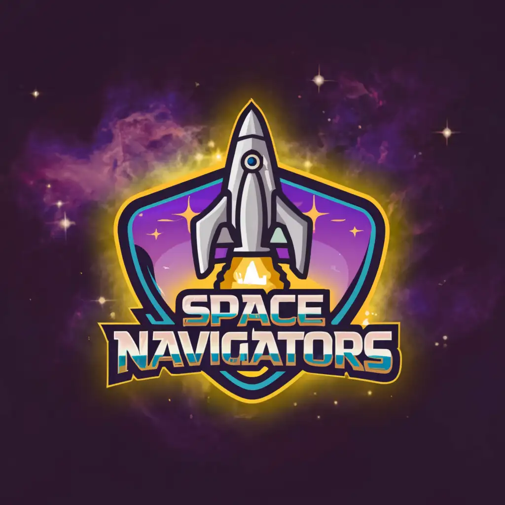 a logo design, with the text 'Space Naviggators', main symbol: this is a game logo, Moderate, to be used in Entertainment industry, clear background, purple