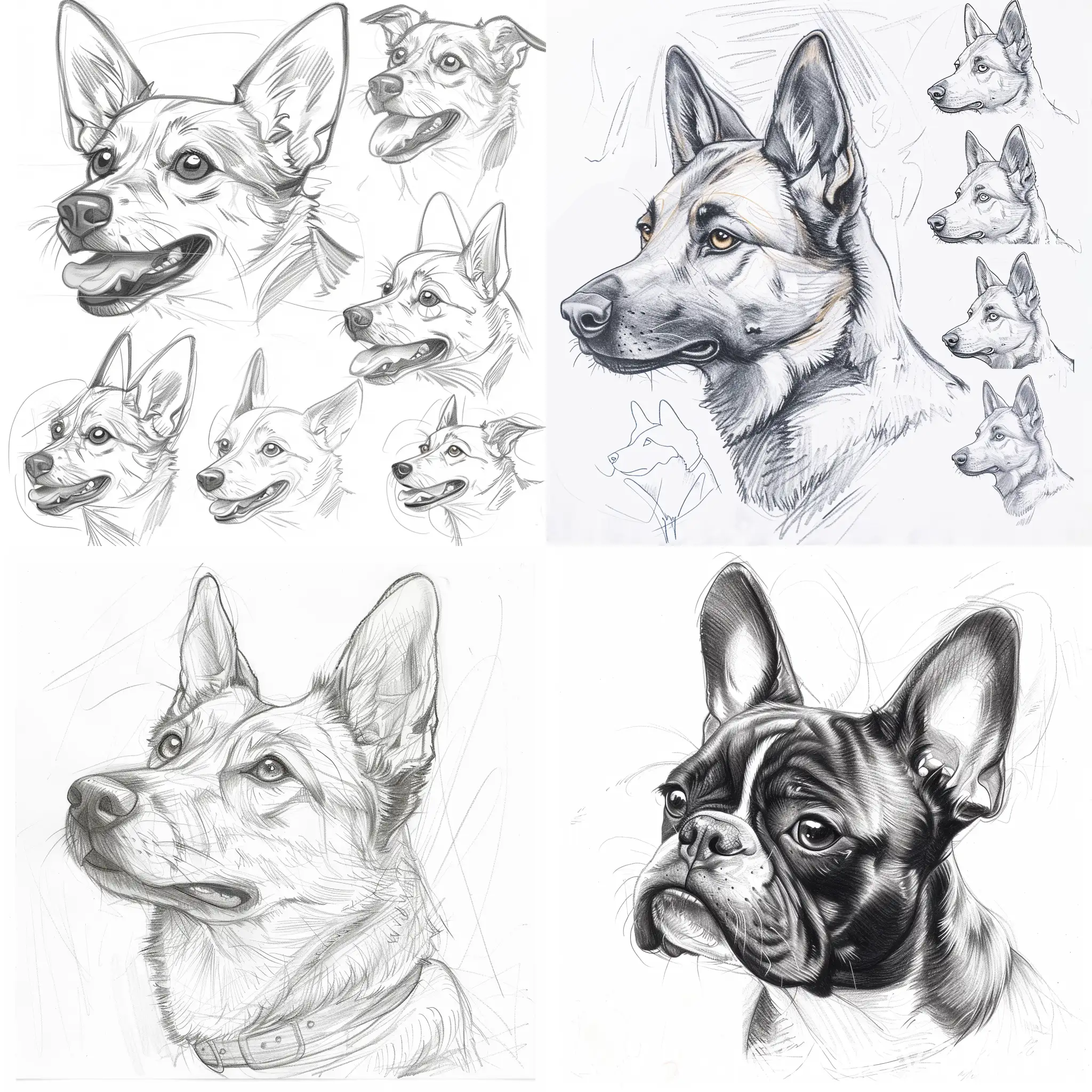 How to draw dog head, drawing class, step by step, how to think when you draw style, 