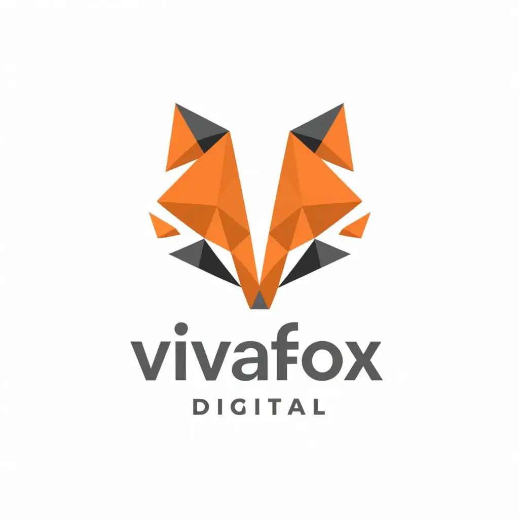 a logo design,with the text "Vivafox digital", main symbol:An Fox but it must mention the Initials that is 'V' and 'I',Minimalistic,clear background