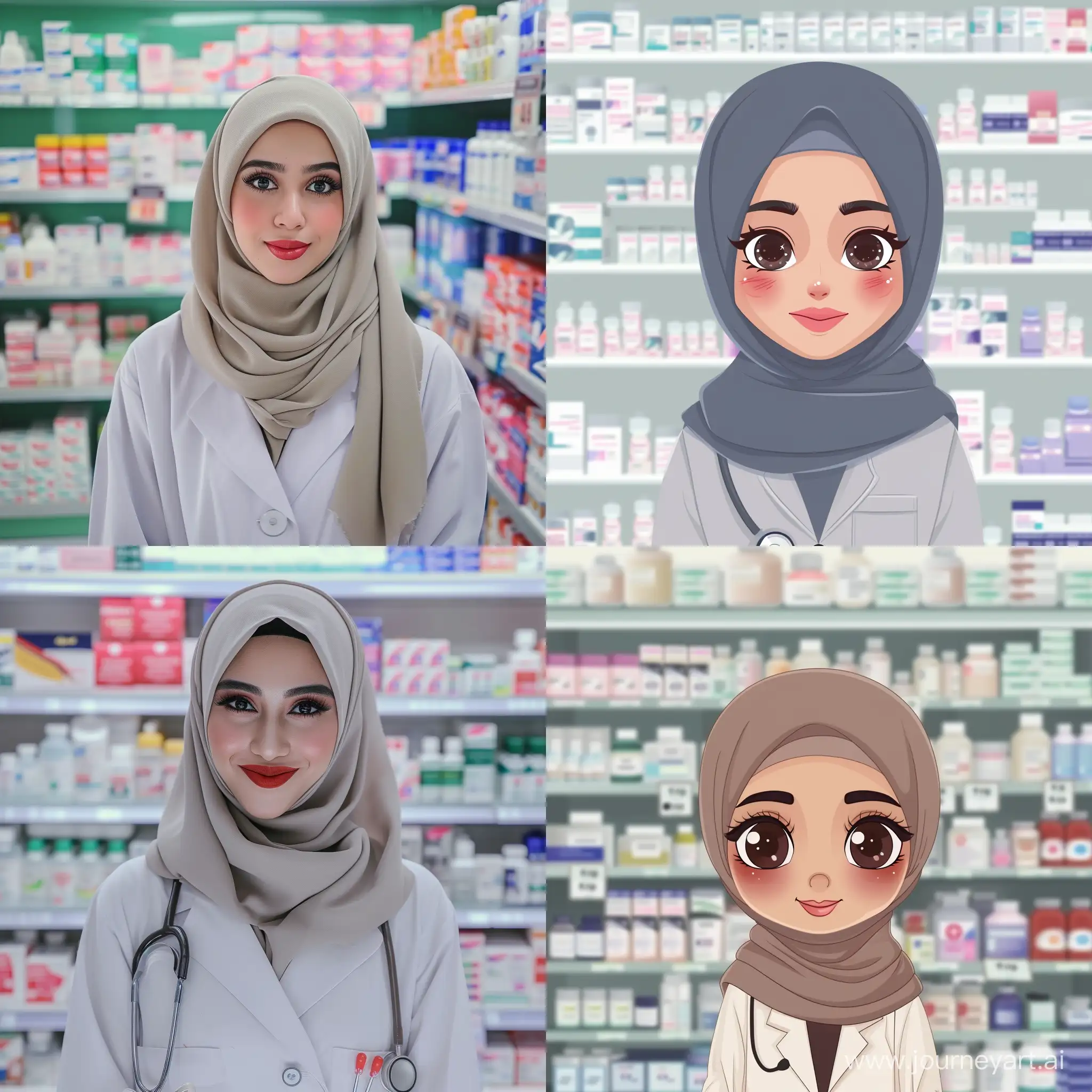 Charming-Female-Doctor-in-Hijab-at-the-Pharmacy