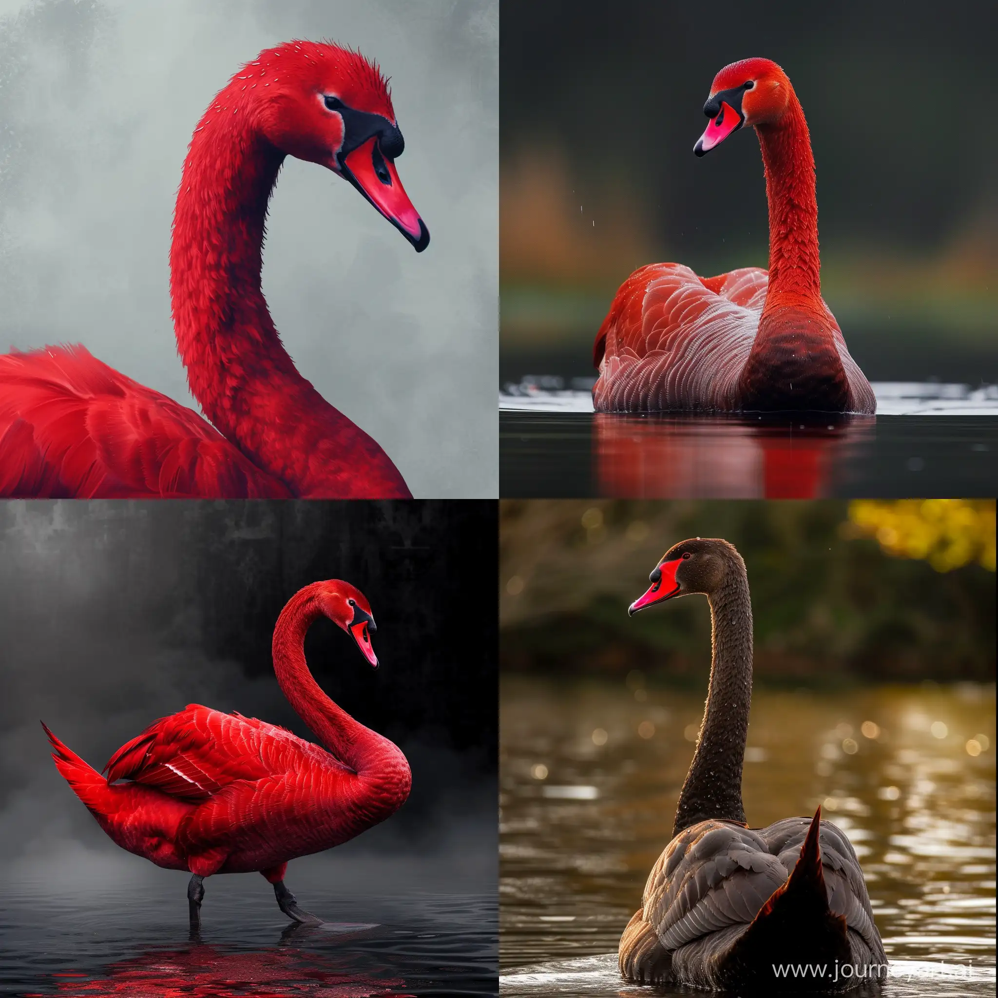 Elegant-Red-Swan-in-a-Symmetrical-Frame