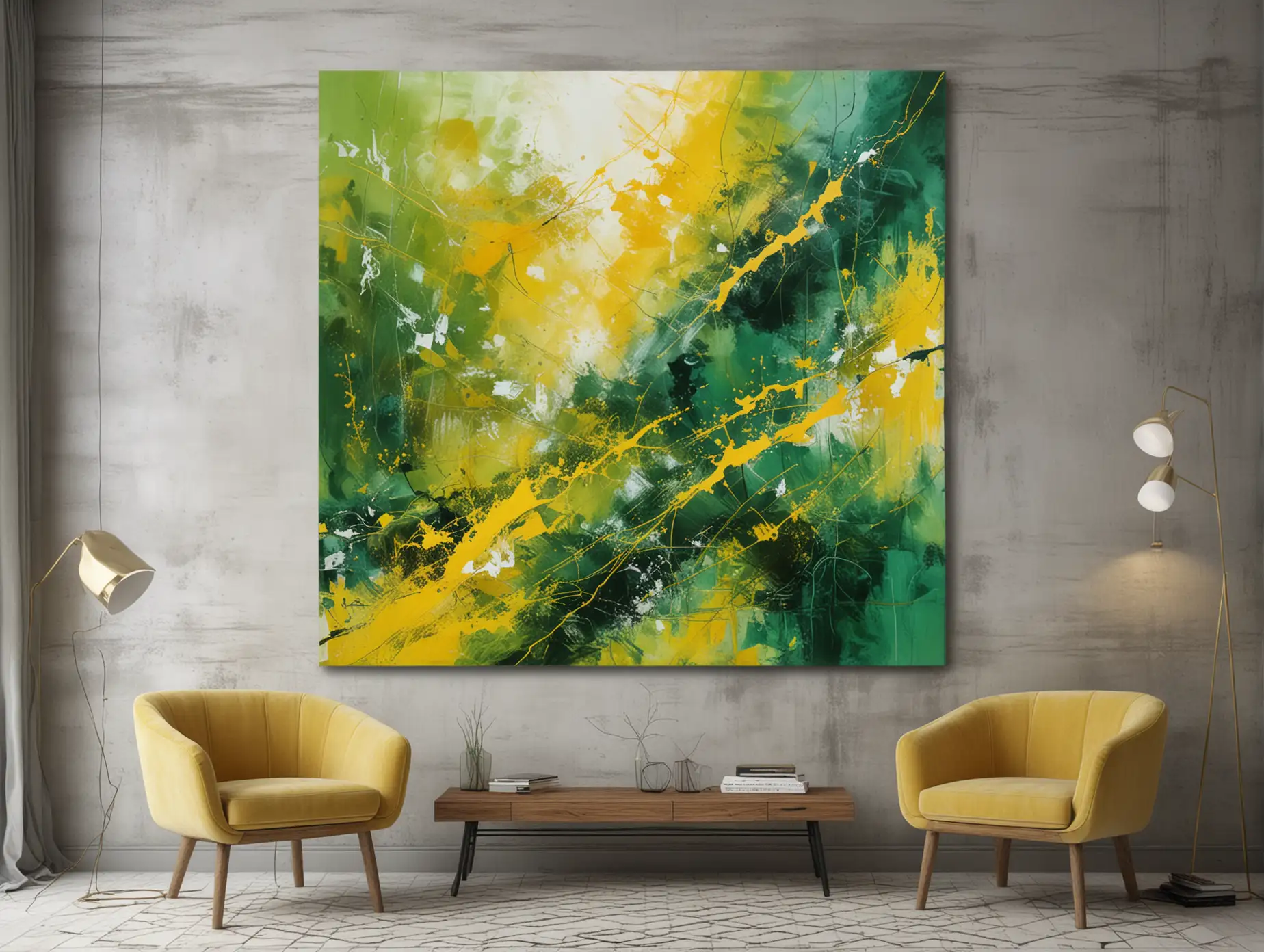 Abstract Modern Art Vibrant Green and Yellow Environment