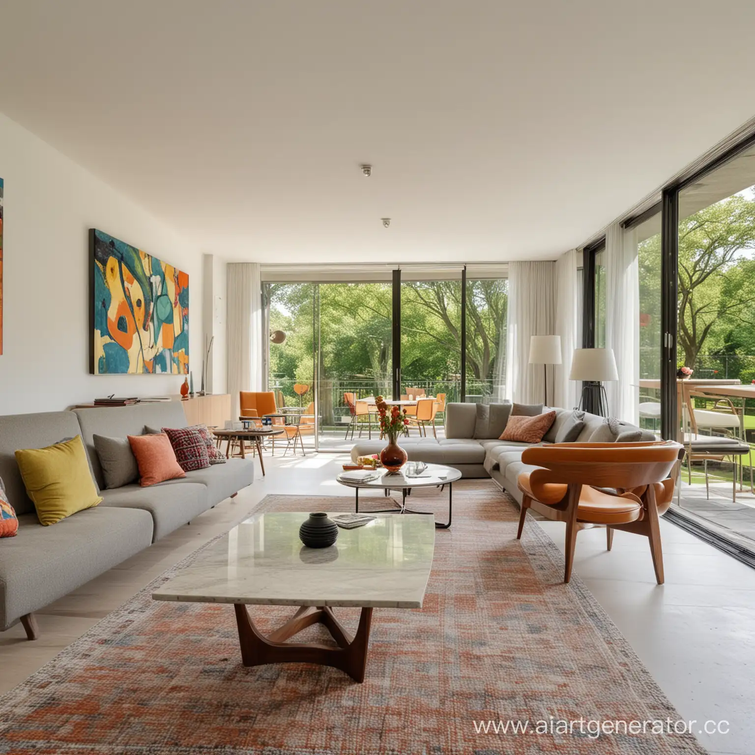 Spacious-MidCentury-Living-Room-with-Park-View-and-Modern-Art