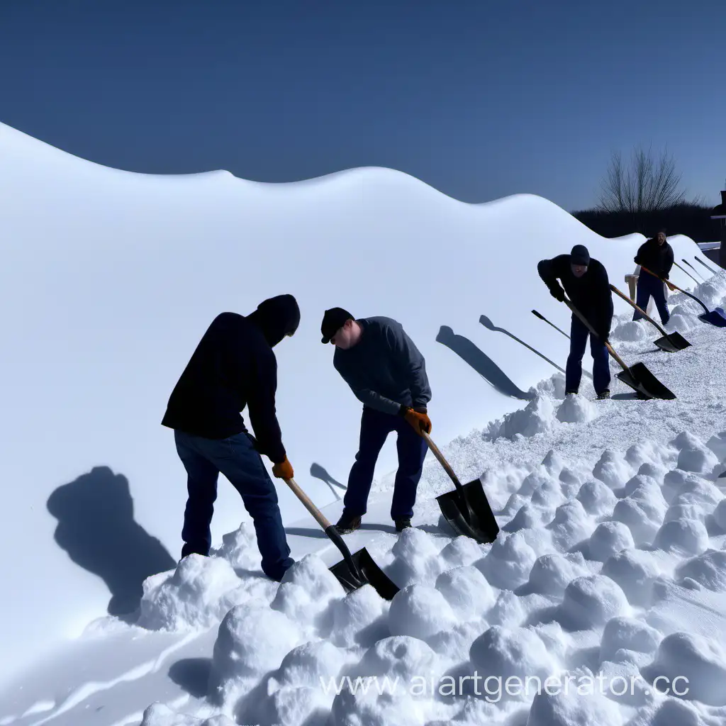 Team-Effort-Clearing-Large-Snowdrifts-Without-Special-Equipment