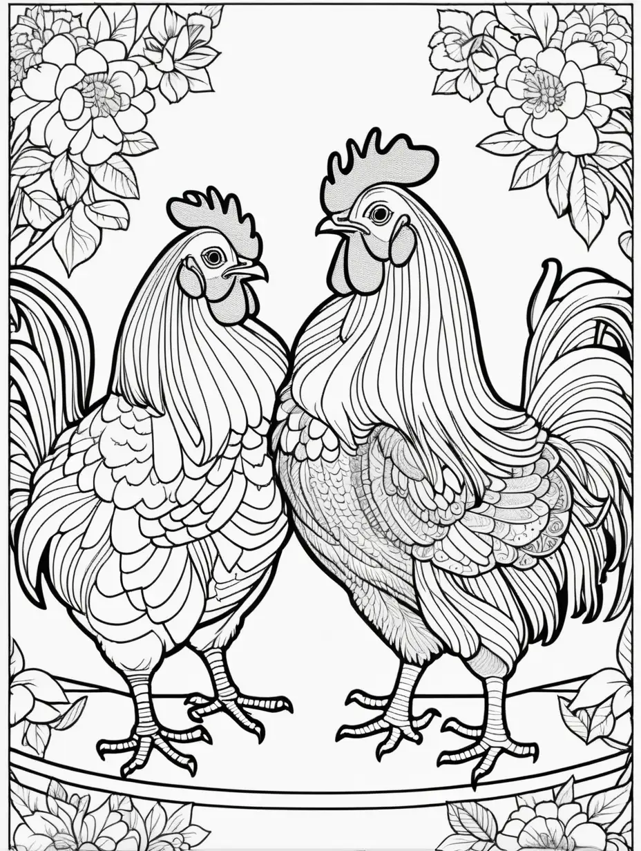 Chicken Coloring Page for Adults with Bold Lines and Minimal Detail