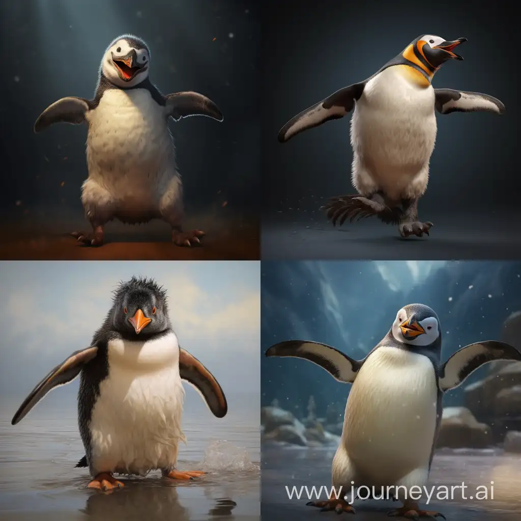 Realistic-Dancing-Penguin-Illustration