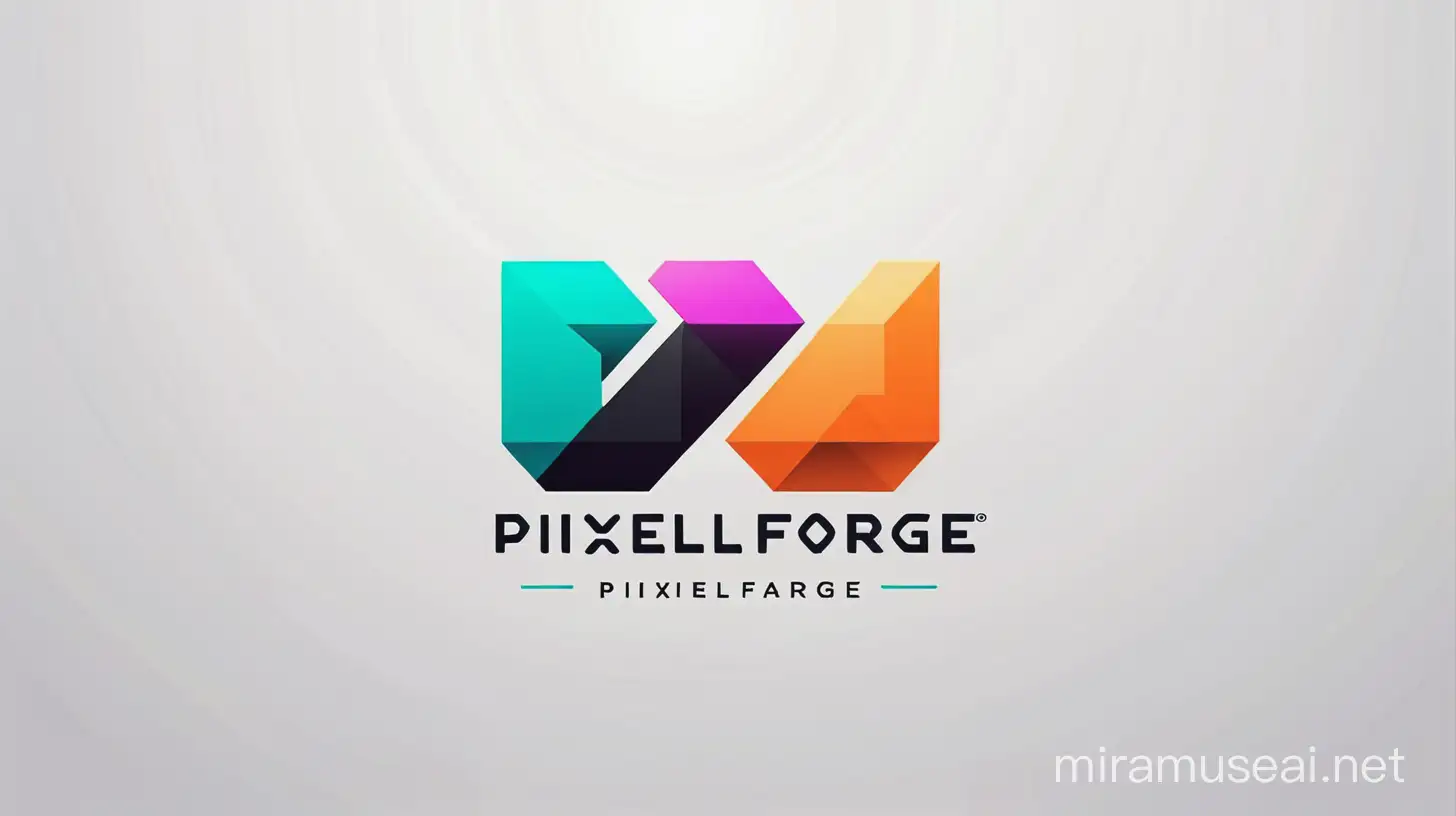Minimalistic PixelForge Company Logo Design