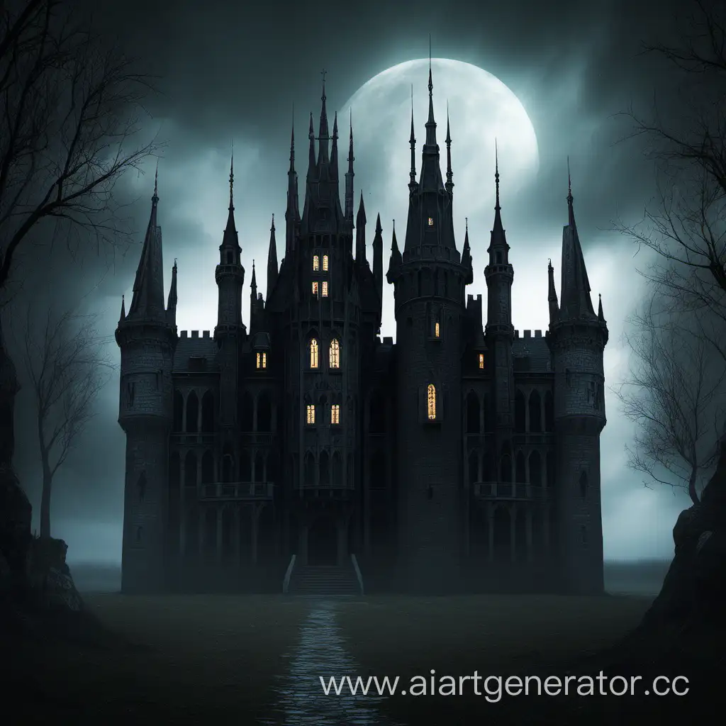 Majestic-Gothic-Castle-with-Towering-Spires-and-Ethereal-Moonlight