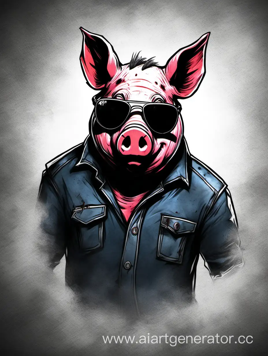 Pig-in-Sunglasses-Inspired-by-Trapper-Poster-Dead-by-Daylight-Fan-Art