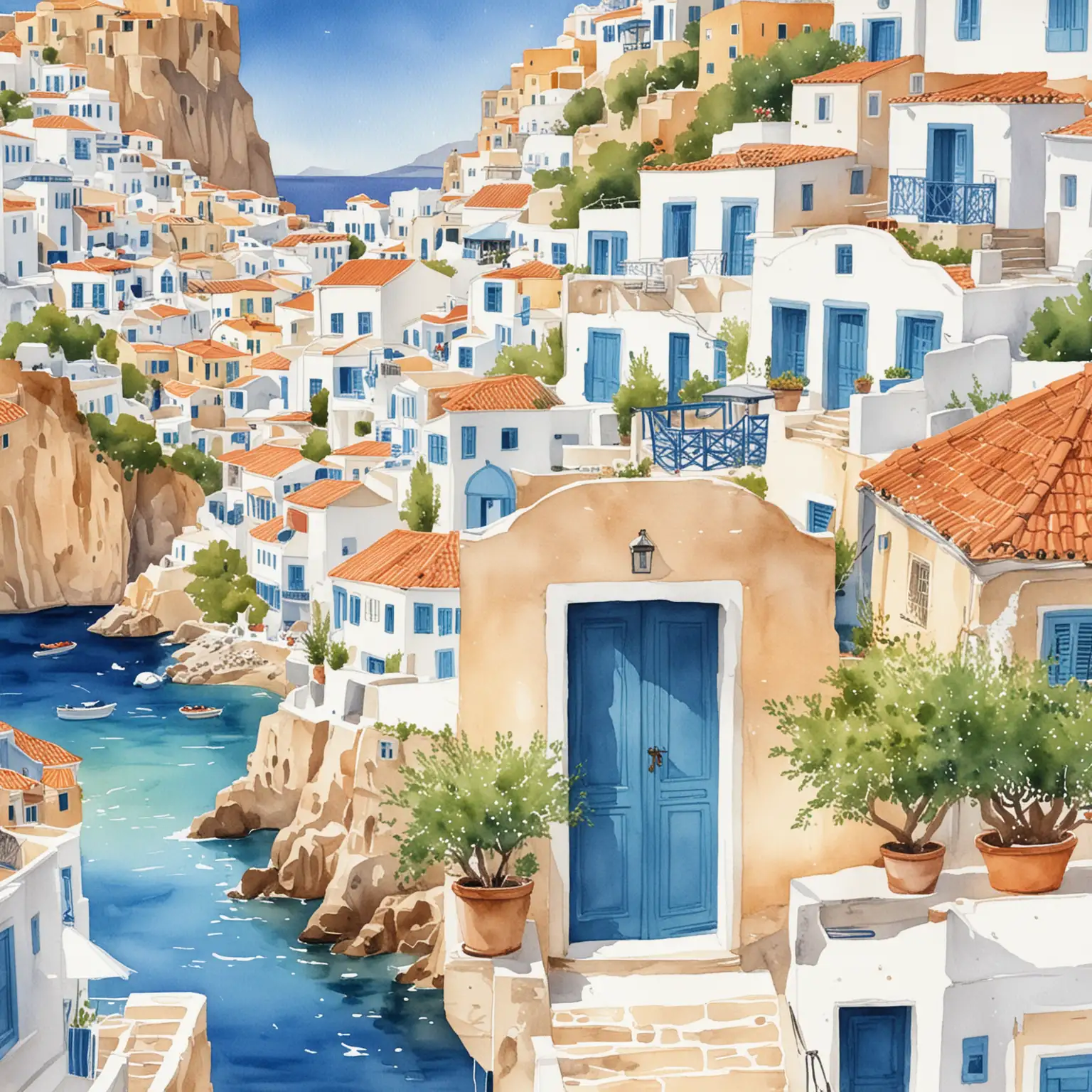 Vibrant Watercolour Illustrations of Greek Landscapes and Architecture