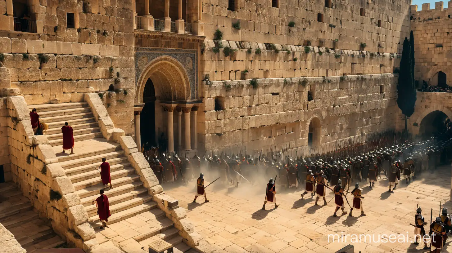 Thousands of Roman soldiers are on the streets of Ancient Jerusalem, around the Temple, fighting against revolutionaries