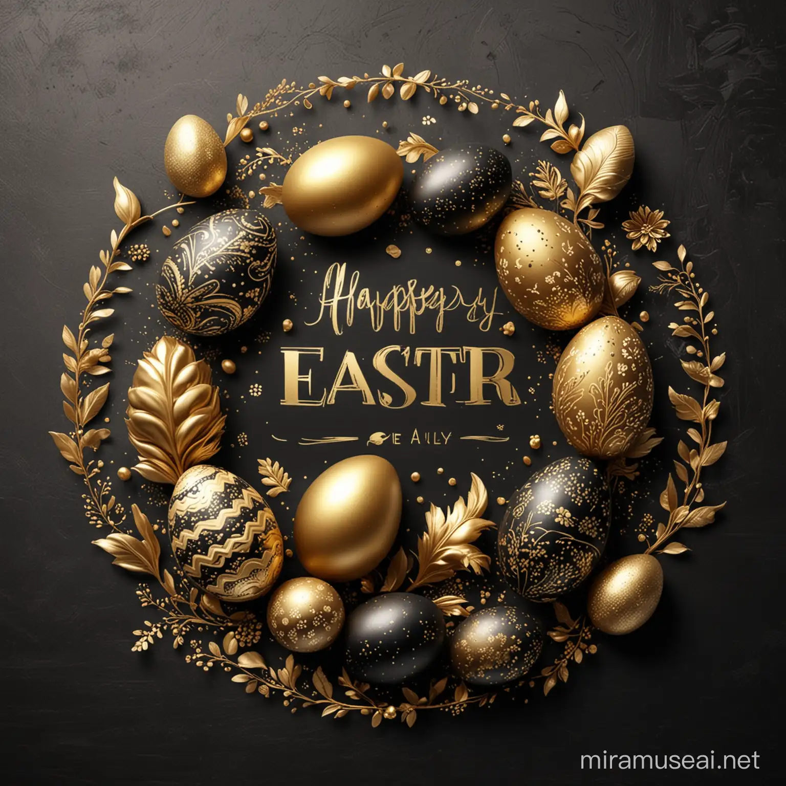 Happy Easter Day Gold and Black
