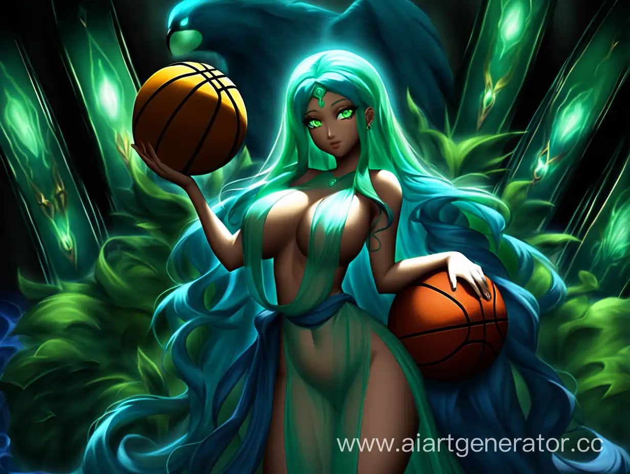 Luna is one of the girls of Atlantis, 5 feet 7 inches tall, with a graceful and seductive figure. Her long, flowing raven-colored hair reaches her waist, and her piercing green eyes seem to glow in the dim light, her breasts are the size of a basketball. She is wearing a simple transparent dress that accentuates her curves, revealing just enough skin to look seductive. Luna is playful and flirtatious by nature, enjoying the attention she receives from men on the planet.