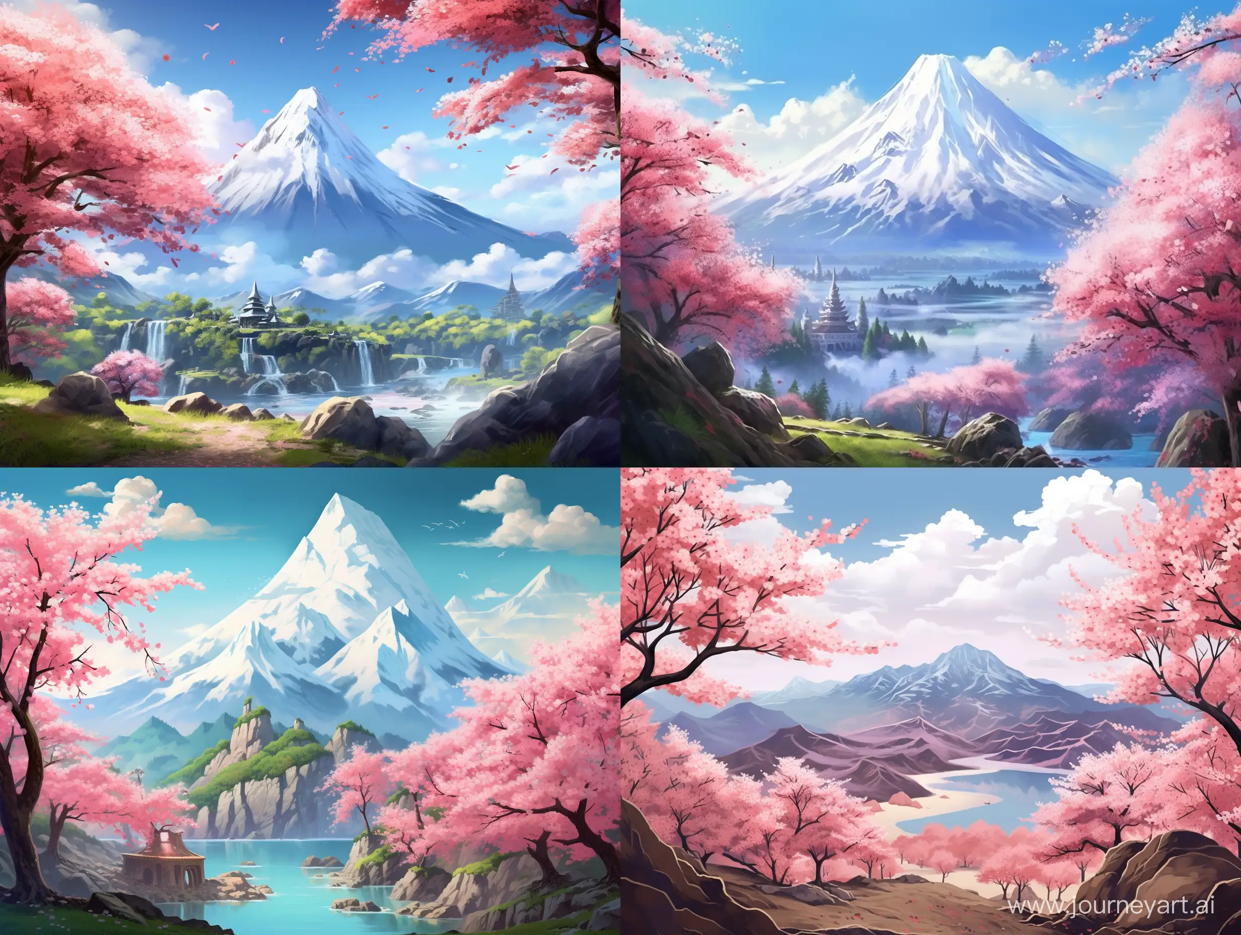 Serene-Spring-Mountain-Landscape-with-Blooming-Cherry-Blossoms