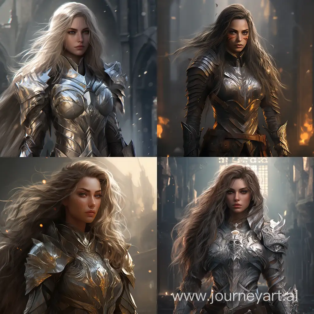 Formidable-Female-Warrior-in-Intricate-Armor-Journeying-Through-Fantasy-Realm