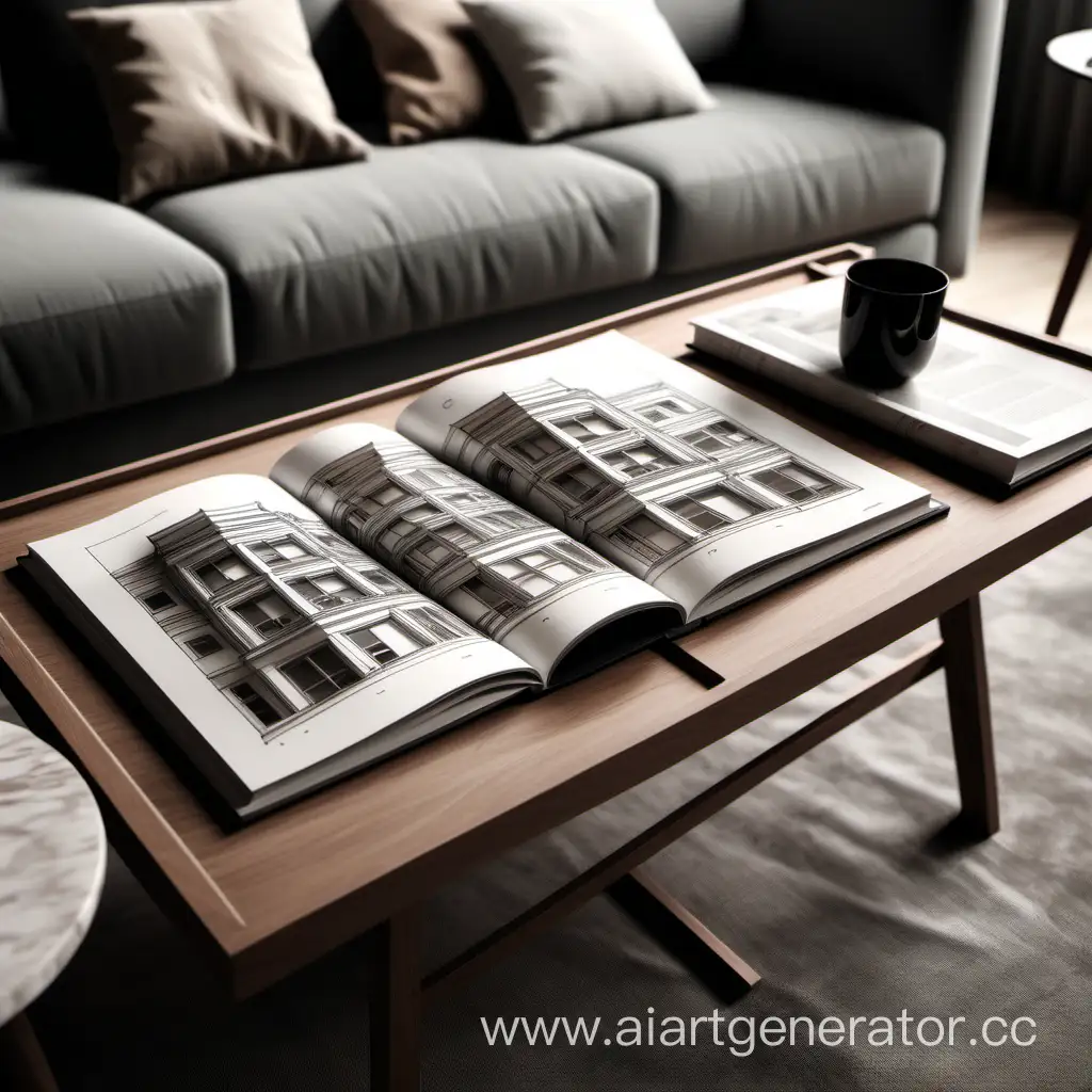 Aesthetic-Interior-with-House-Design-Book-on-Coffee-Table