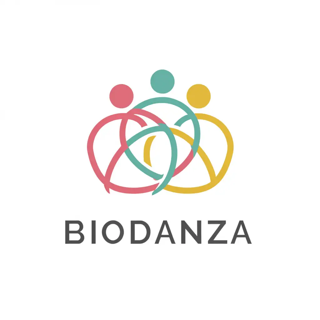 a logo design,with the text "Biodanza", main symbol:circle of people connected by hands in a colorful composition,Minimalistic,clear background