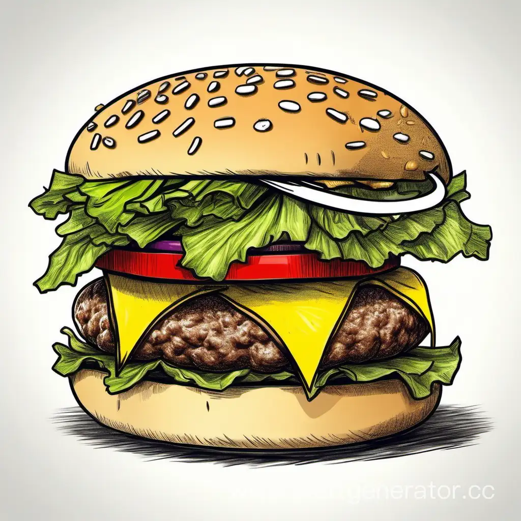 Classic-Burger-Illustration-without-Cucumbers-for-Burger-Enthusiasts