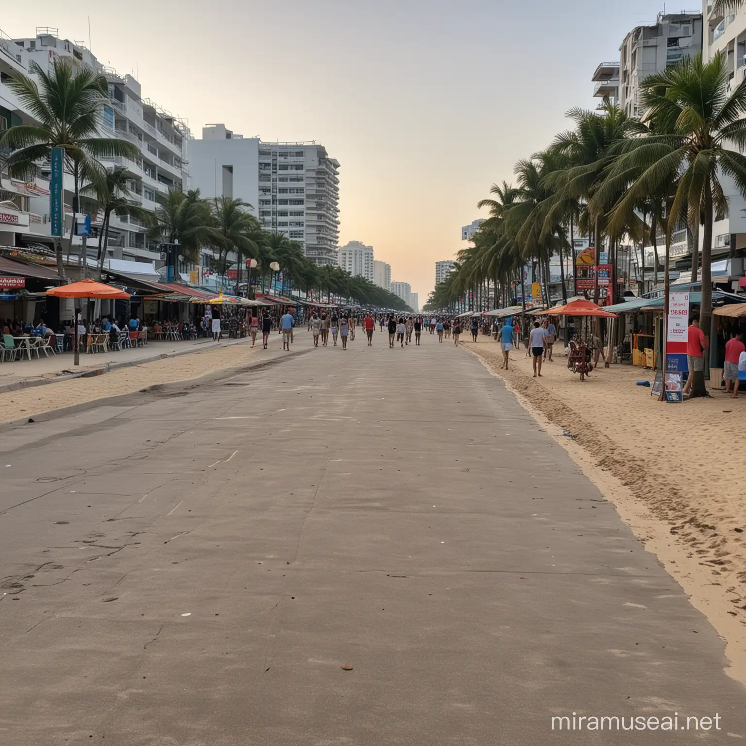 People Walking on a Scenic Beach Road