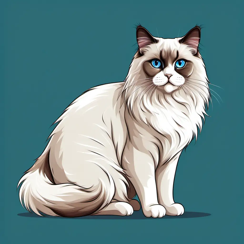 Ragdoll Full Cat Body Vector Illustration Graceful Feline in Detailed Artistic Form