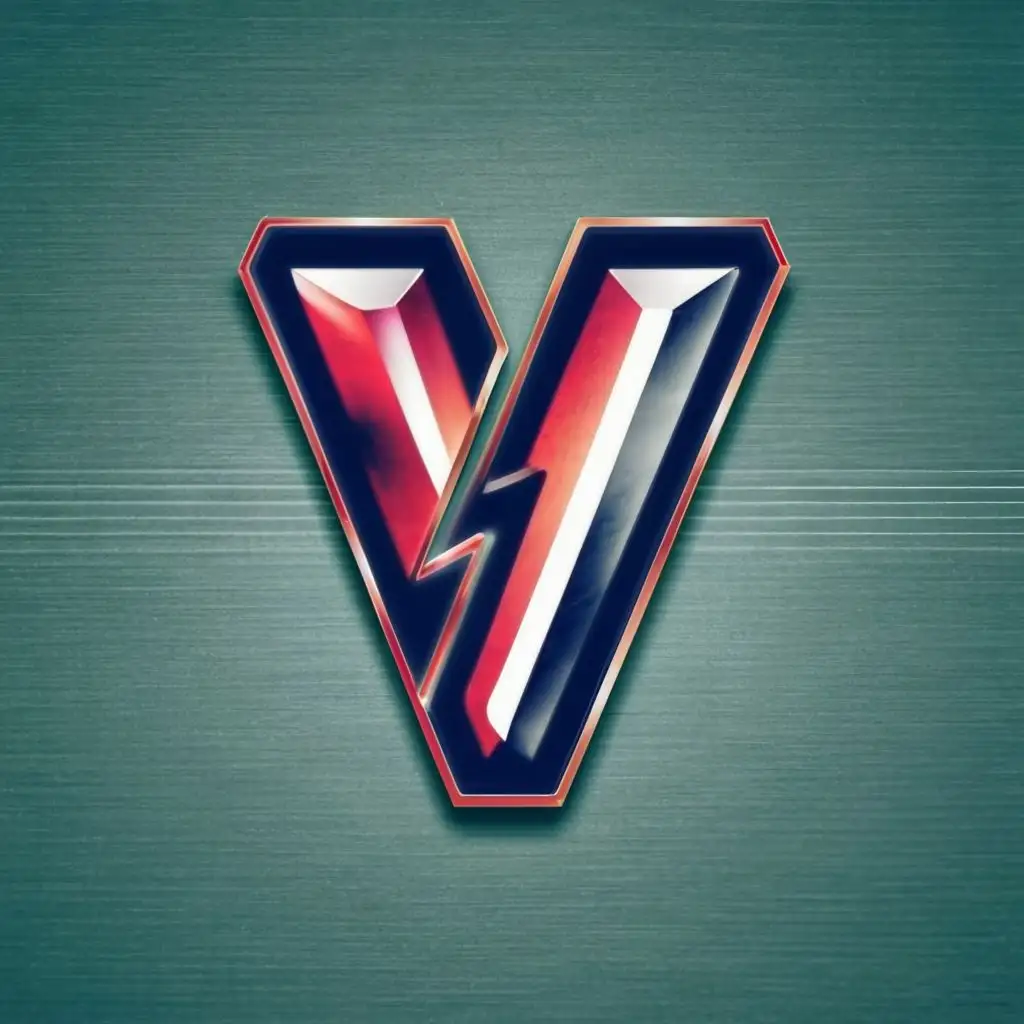 logo, A letter V, with the text "Voltage", typography, be used in Music industry Red and Chrome