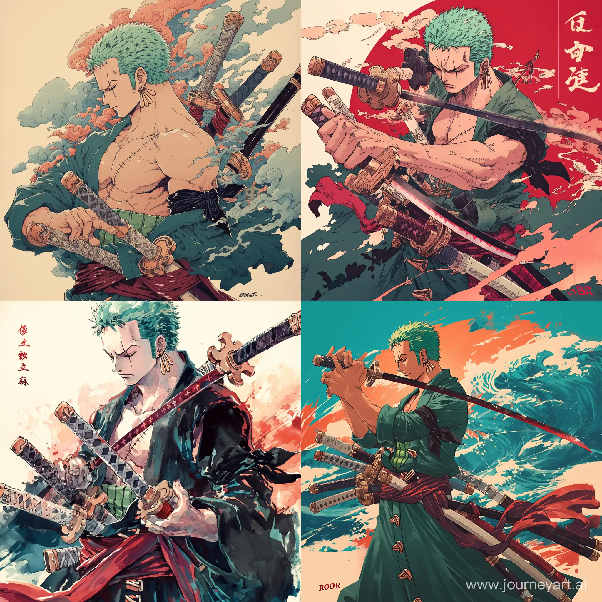 Roronoa-Zoro-One-Piece-Manga-Sumie-Ink-Poster